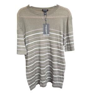 Autumn Cashmere Short Sleeve Mariner Stripe Shirt Size Large Unisex Linen Cotton